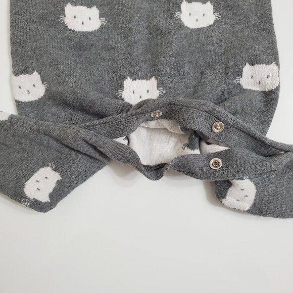 Jacadi Baby Jumpsuit Romper 3 Month Cats Long Sleeve Cotton Gray - Picture 7 of 7